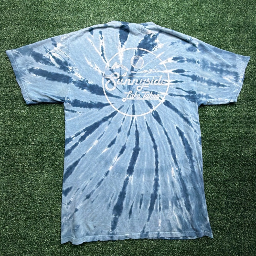 Port & Company Sunnyside Lake Tahoe Tie Dye T-Shirt Mens Large Blue White